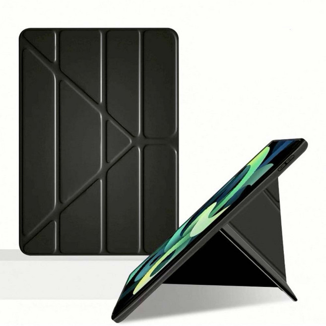 平板三角折疊彈性皮套, 魔力黑, 1個, iPad 5/6 , iPad Air1/2 , iPad Pro 9.7吋