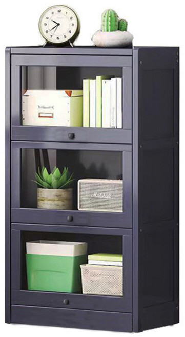 玻璃門展示櫃 現代簡約風格客廳書房收納櫃, 太空灰色
