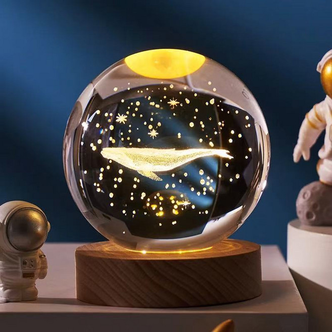 星空系列銀河系發光水晶球小夜燈, 鯨魚星星