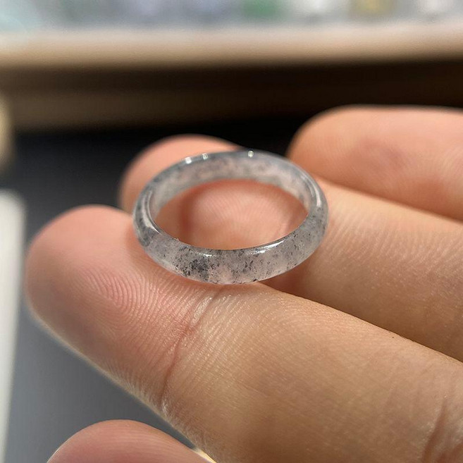 新品 新中式古風水墨黑冰烏雞細條戒指天然翡翠情侶對戒 副廠商品