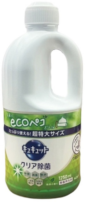 日本花王KAO 珂珂透濃縮洗碗精補充瓶|大容量補充瓶, 1250ml, 1瓶