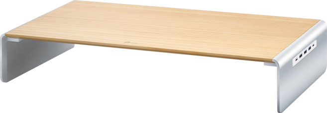 j5create JCT425 Type-C PD多功能實木4K電腦螢幕架 桌面收納 USB擴充, 木紋, 1個