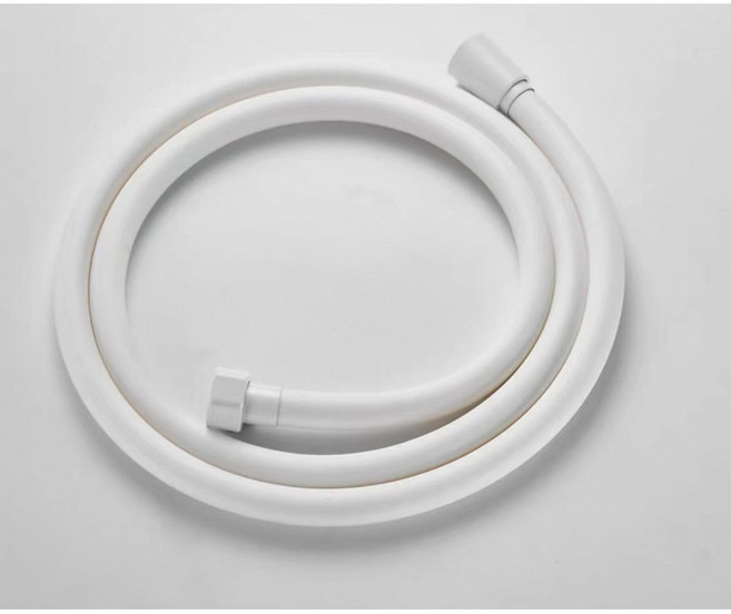 花灑軟管通用PVC噴頭淋浴管加厚防纏耐壓家用沐浴延伸管淋浴軟管, 1.5米白色pvc防爆管鋼鋅金屬接口:如圖, 1cm