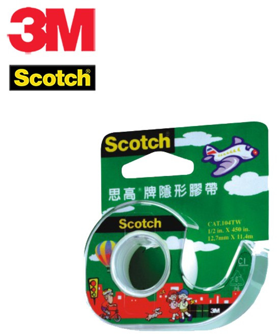 3M 104 (No.104A) 隱形膠帶 輕便膠台 12.7mm*11.4M, 1個