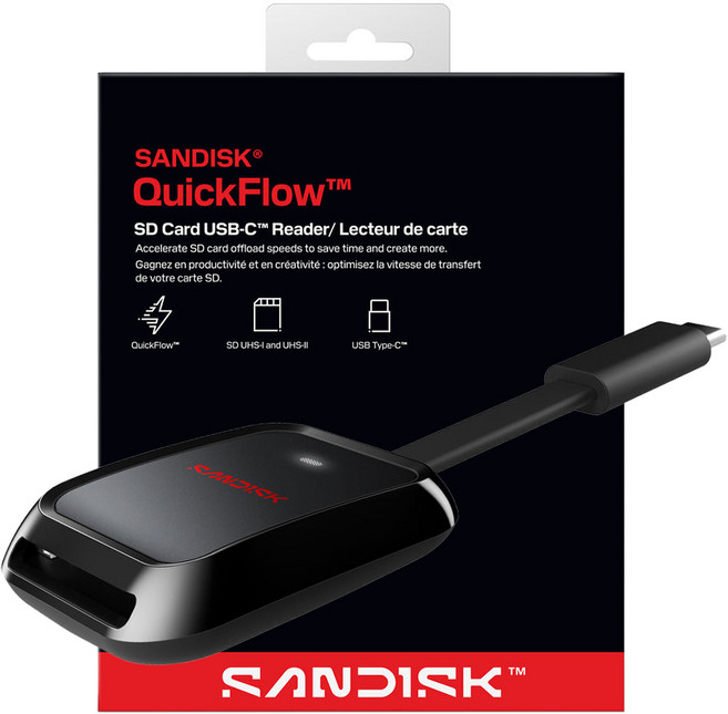 SANDISK QuickFlow SD 記憶卡讀卡機 USB-C, 黑色, 1個, SDDR-C751-GNANN