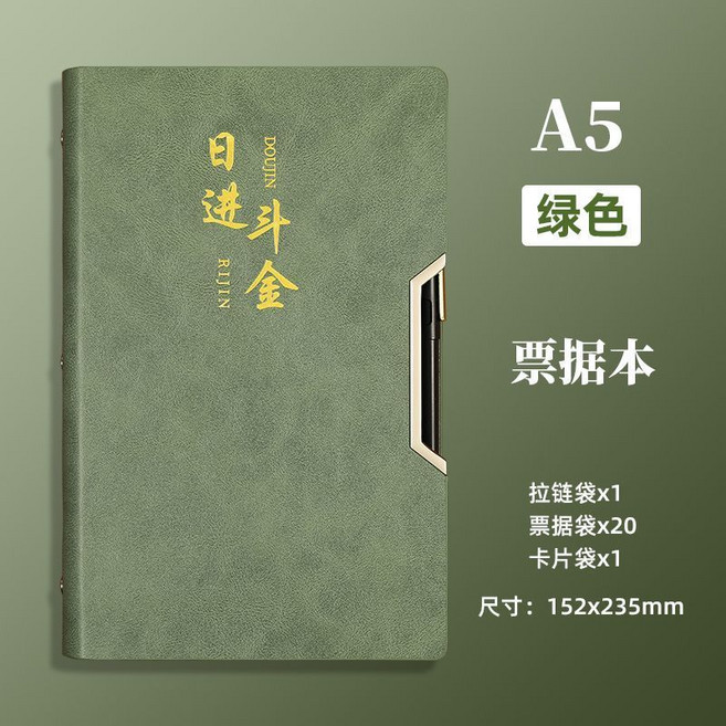 存單收納本 存摺票據夾 支票夾 防水 雙面可視 多容量, 1個, 綠色
