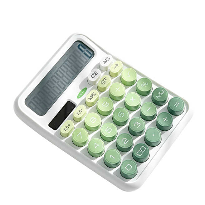 小禹雜貨鋪太陽能漸變色計算器, 1個, 漸變色, 青柠Combo