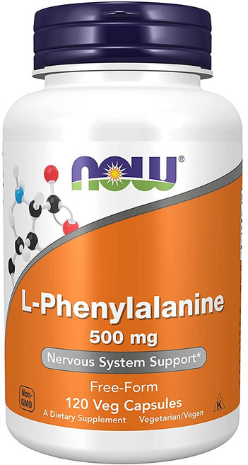 NOW Foods L-苯丙氨酸素食膠囊 500mg, 120顆, 1罐