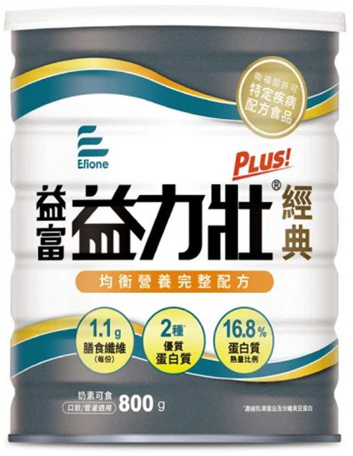 益富 益力壯Plus高氮經典營養均衡配方奶粉 奶素 口飲 管灌適用, 800g, 1個