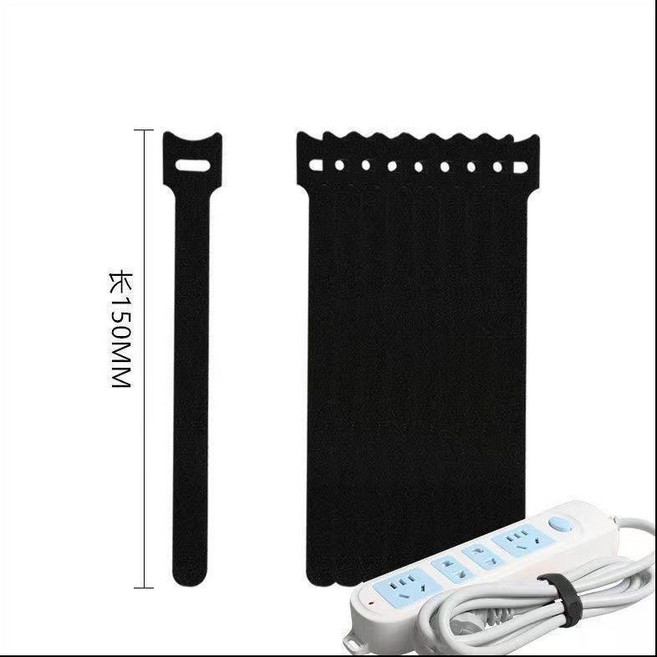 理線器 魔術貼電線固定理線器數據線耳機充電線收納網線綁線器整理紮帶, 貓頭款-魔術貼整理紮帶 黑色 ,自由捆綁 5條 貴在運費, 1個