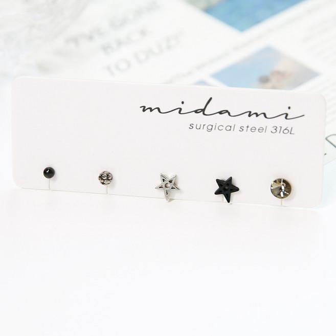 MIDAMI Chic 時尚穿刺耳環 5件組 SET01