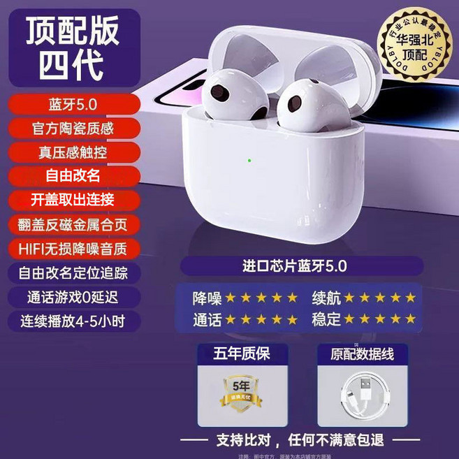 迷你觸控無線藍牙耳機 降噪高音質 適用安卓蘋果, 入門四代【低版本+閹割+去功能】,收藏送十年質保【90天試用+退換包郵】, N/A, 五代迷你觸控顶配