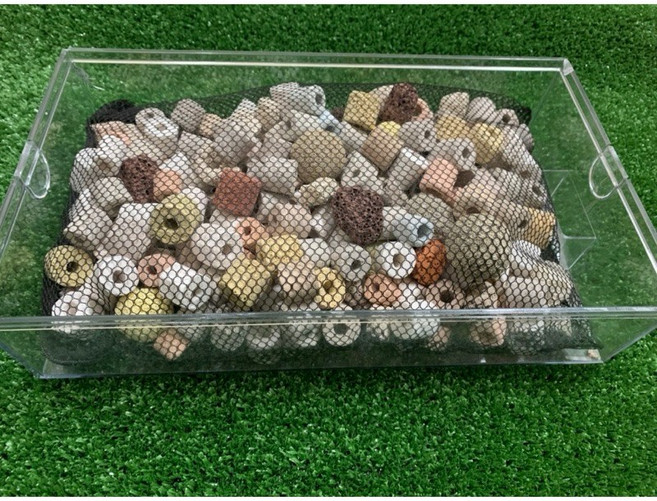 十三合一濾材組:淨水、培菌、過濾一次完成 高效陶瓷環培養硝化菌 適用於各種水族箱 1600g含網袋, 1個, 1600g含網袋/大約一個滴流盒