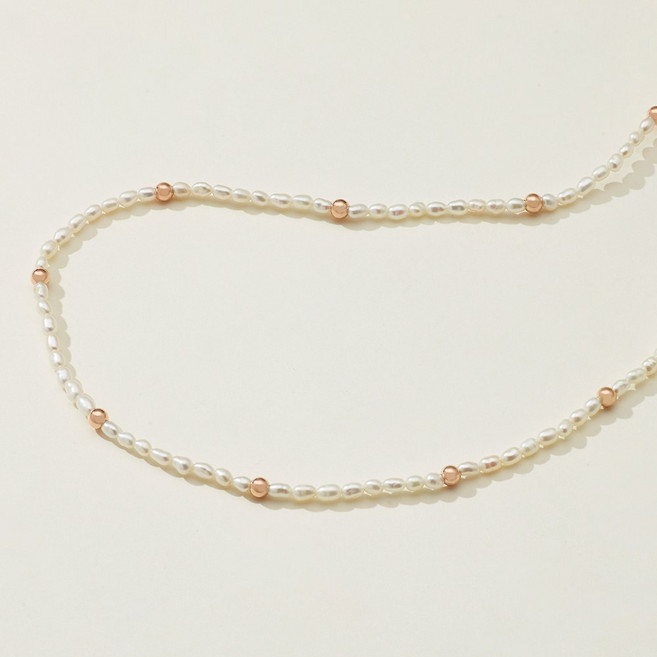 SEMI JEWELRY 女款 14k 梨形米粒淡水珍珠項鍊 基本款 + 購物袋