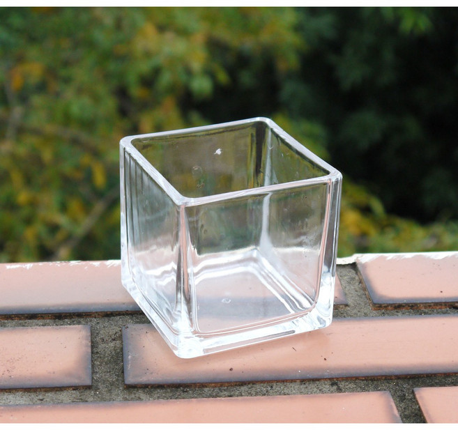 花樣渼栽盆栽生活館 玻璃方形花盆 (7.5cm) 透明簡約設計, 1個, 透明