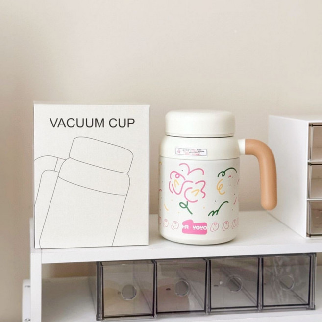 HR·YOYO 星夜極光 316不鏽鋼保溫水壺 500ML, 700ml 玫紅 手柄辦公, 1個, 1ml