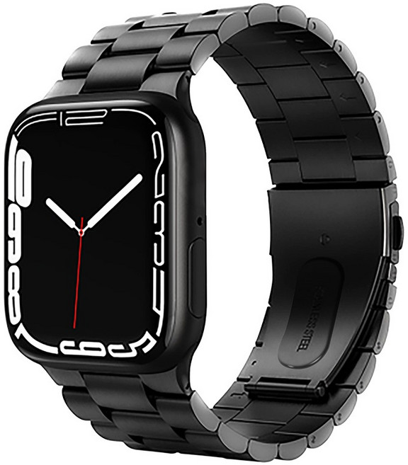 CW 蘋果手錶三珠不鏽鋼錶帶 適用 Apple Watch Ultra S11 S10 9 8 7 6 SE, 黑色, 1個