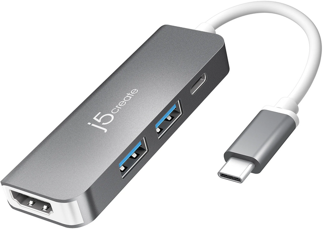 j5create USB-C 5合1擴充集線器 JCD371 輕巧便攜 鋁合金外殼 高速傳輸, 太空灰, 1個