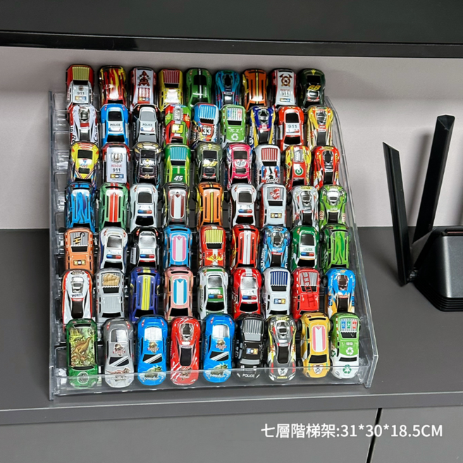 兒童玩具車展示架 三層階梯展示架, 卡扣款—七層 階梯展示架, 1層