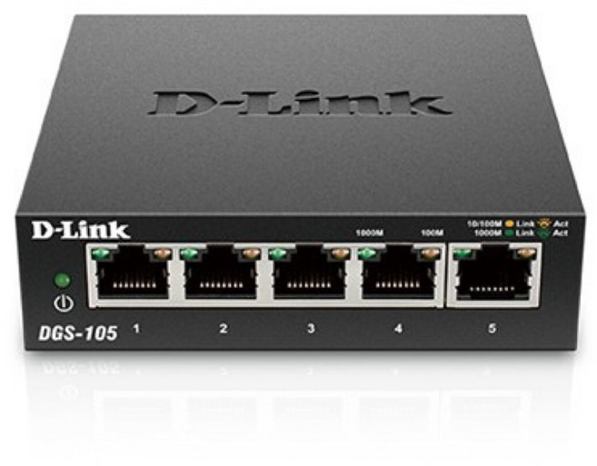 D-Link 8埠 Gigabit 乙太網路交換器 隨插即用, 1個, DGS-105