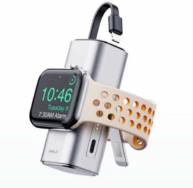 iWALK Watch Mini 蘋果手錶充電器 無線便攜 磁吸充電, 1個, TYPE C【香檳銀】