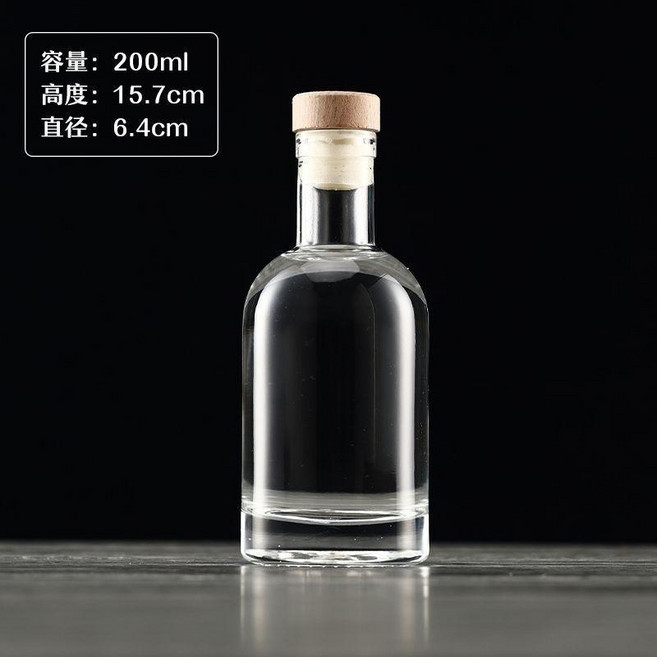 無鉛水晶高檔密封存酒泡酒專用白酒瓶一斤裝二斤裝果酒瓶, 1個, 200ml 木蓋+貼紙+熱縮膜, 200ml