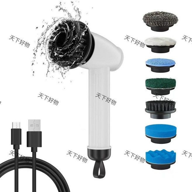 電動清潔刷 10 級防水長柄除青苔水藻水垢洗魚缸清洗神器多功能, 1個, 白色22釐米短刷防水