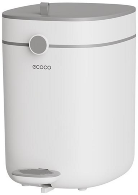 【ECOCO】意可可自動打包腳踏式垃圾桶 新款 客廳 衛生間 廚房 帶蓋 大容量 衛生桶, 白色