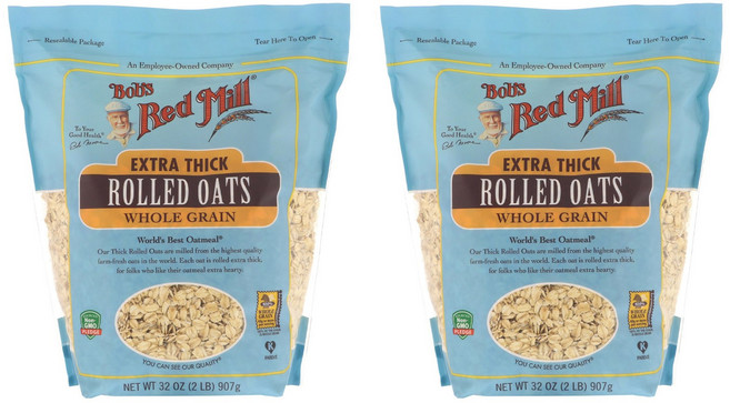 Bob Thread Mill 超厚燕麥片 全穀物 優質纖維醬, 2個, 907克