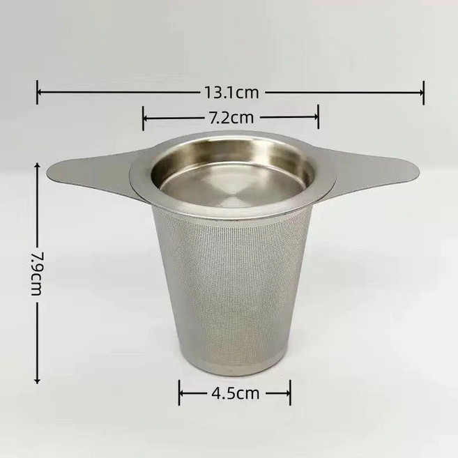 304不鏽鋼雙耳錐形茶漏, 1個, SUS304 食品級不鏽鋼 茶濾器,雙耳 錐形 帶蓋 小號