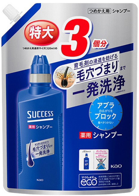 Kao 花王 Success Medicated 洗髮精 補充包, 1個, 960ml