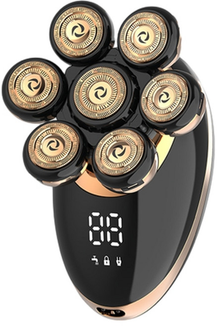 七刀頭電動剃鬚刀 充電式多功能理髮器, 金色七刀頭, 1個, 標配 鼻毛 理髮 潔面 刀頭