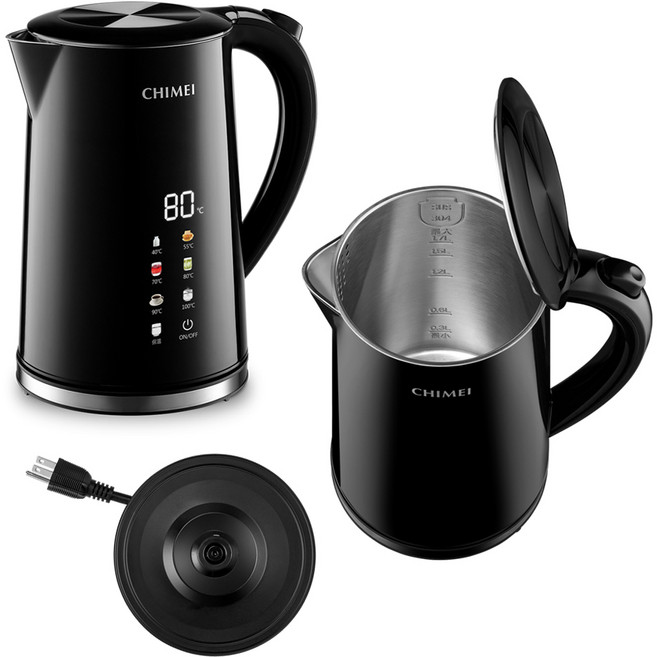 CHIMEI 奇美 KT-17STC0 304不鏽鋼 彩屏溫控快煮壺 1.7L, KT-17STC0 彩屏溫控快煮壺(黑), 1個
