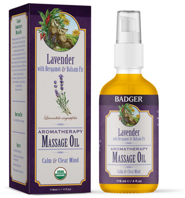 BADGER 芳香療法按摩油 薰衣草佛手柑&香脂阿特拉索, 1個, 118ml