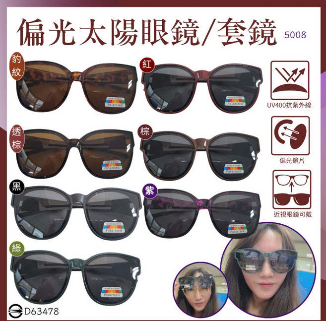 沈博士 抗UV400偏光太陽眼鏡/套鏡 近視眼鏡可戴