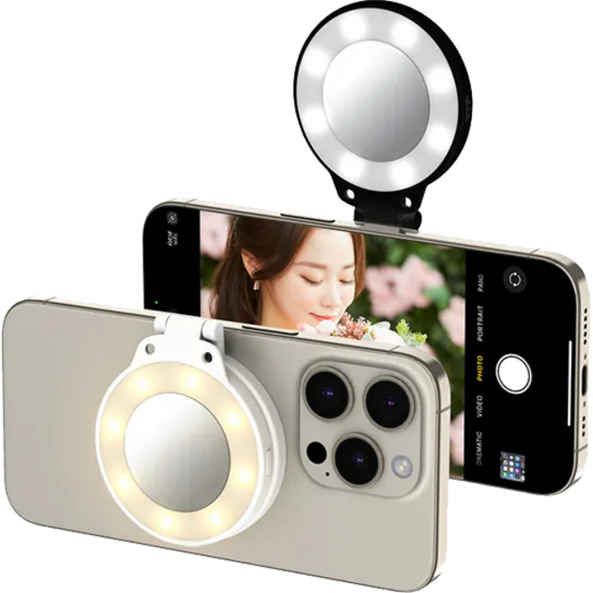 PACEZ M1 PRO 磁吸 LED 補光燈 (口袋型自拍補光燈/直播攝影燈), 1個, 白, M1-PRO