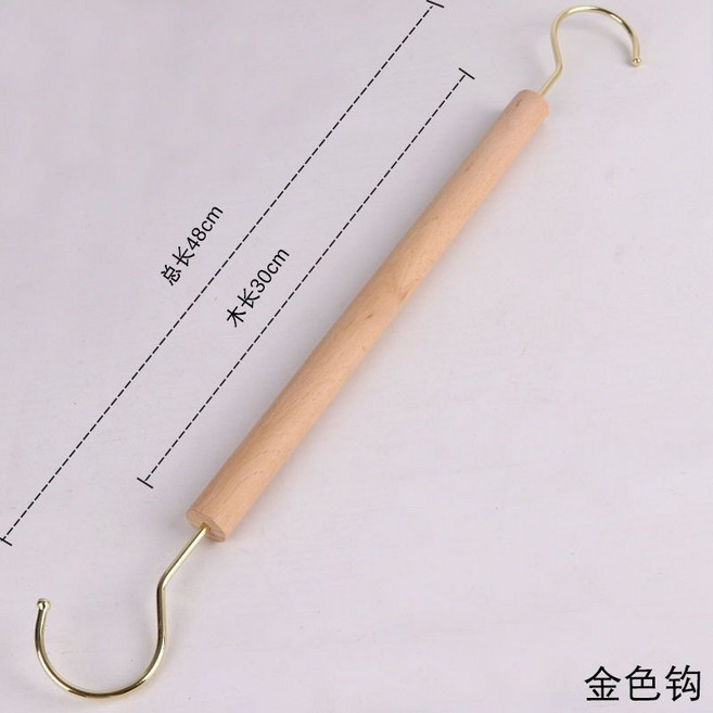 原木掛鈎夾子 開口夾 棉被夾 曬衣夾 萬用夾, 1個, 原木色S鈎48CM 金鈎, 原木色