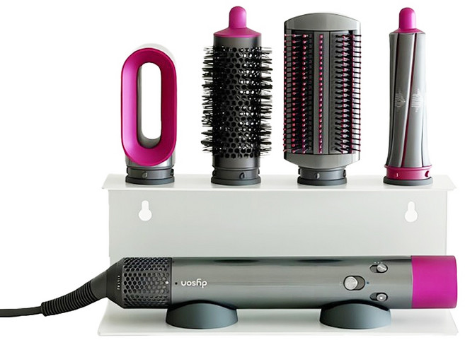 適用於 Dyson 捲髮棒收納架 免打孔置物架, 白色, 1個