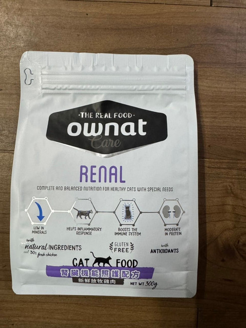 ownat Renal 貓糧 腎臟機能照護配方 新鮮放牧雞肉, 300g, 1個