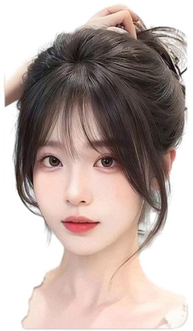 升級真髮混絲 八字劉海髮片 修顏顯髮頂, 升級真發混絲 7*10 法式劉海款 - 自然色, 1個
