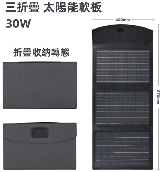 300W 戶外行動電源, 30W太陽能軟板
