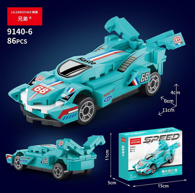 LELEBROTHER 樂樂兄弟 航太太空站積木拼裝玩具, 9140 - 6回力蘭博藍v12 86PCS 盒裝, 1個