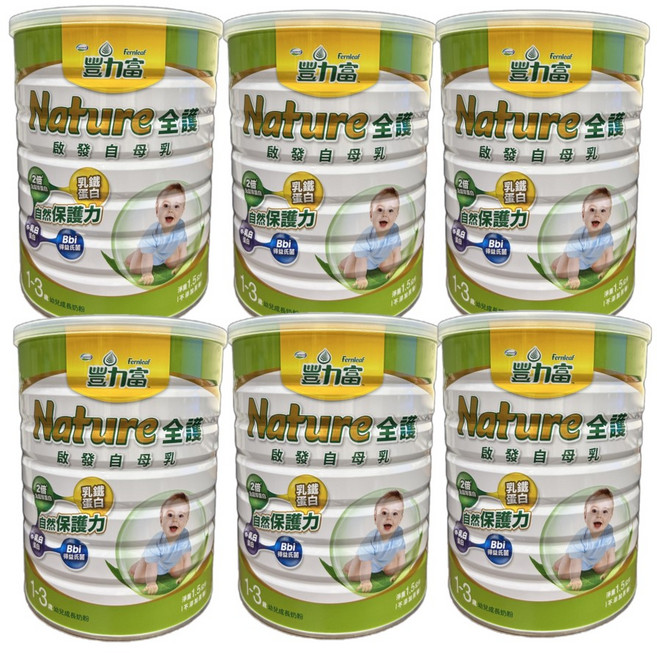 豐力富 Nature 全護成長奶粉 1-3歲 6罐, 1.5kg, 6個