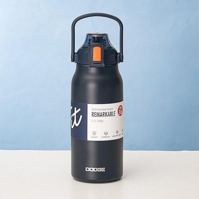 DODGE 道奇 316不鏽鋼 保溫瓶 1300ml 彈蓋水壺, 1300ml深藍色, 1個