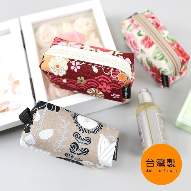 珠友 BG-03008 花布方形零錢包(小)/零錢袋/收納袋/方型收納包/萬用包/線材收納