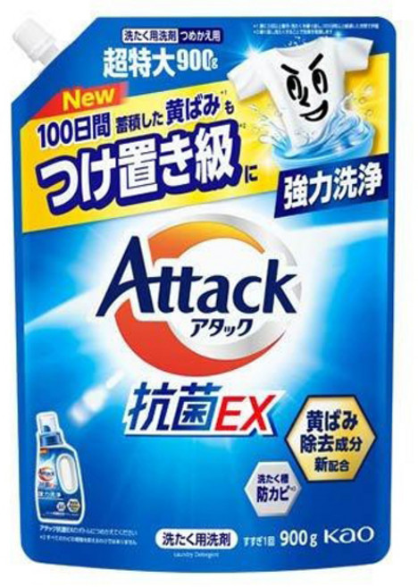 Kao 花王 Attack強力洗淨洗衣精 補充裝, 1包, 900g