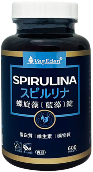 VegEden Spirulina 藍藻錠 600錠, 1個, 1罐, 600顆