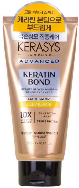 Kerasys 可瑞絲 金緻安瓶10倍瞬護髮膜 深度修護 需沖洗 300ml, 1個