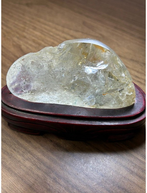 天然白水晶帶彩虹光原礦擺件