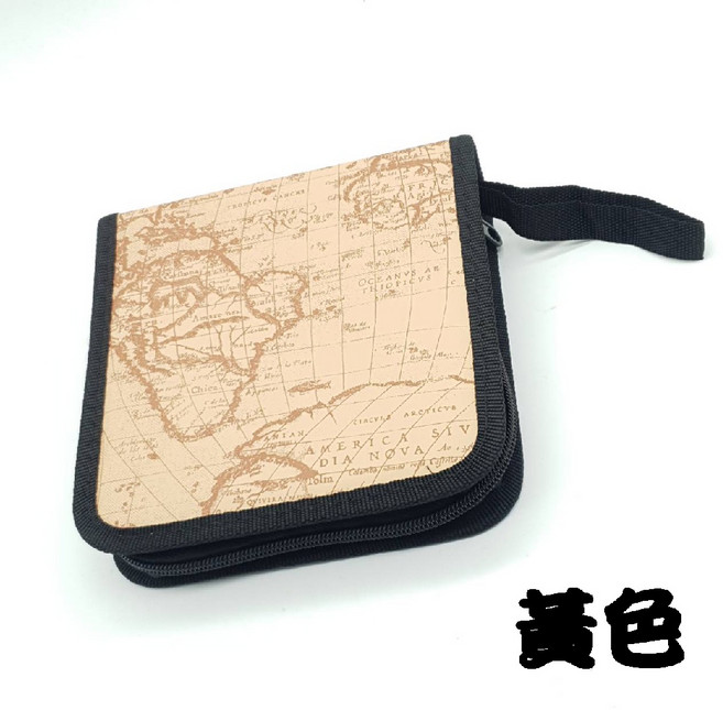 【花紋收納包】40片裝方形圖案拉鏈款多色CD包/CD收納/CD收藏/光碟包(2色可挑), 1個, 黃色, 黃色
